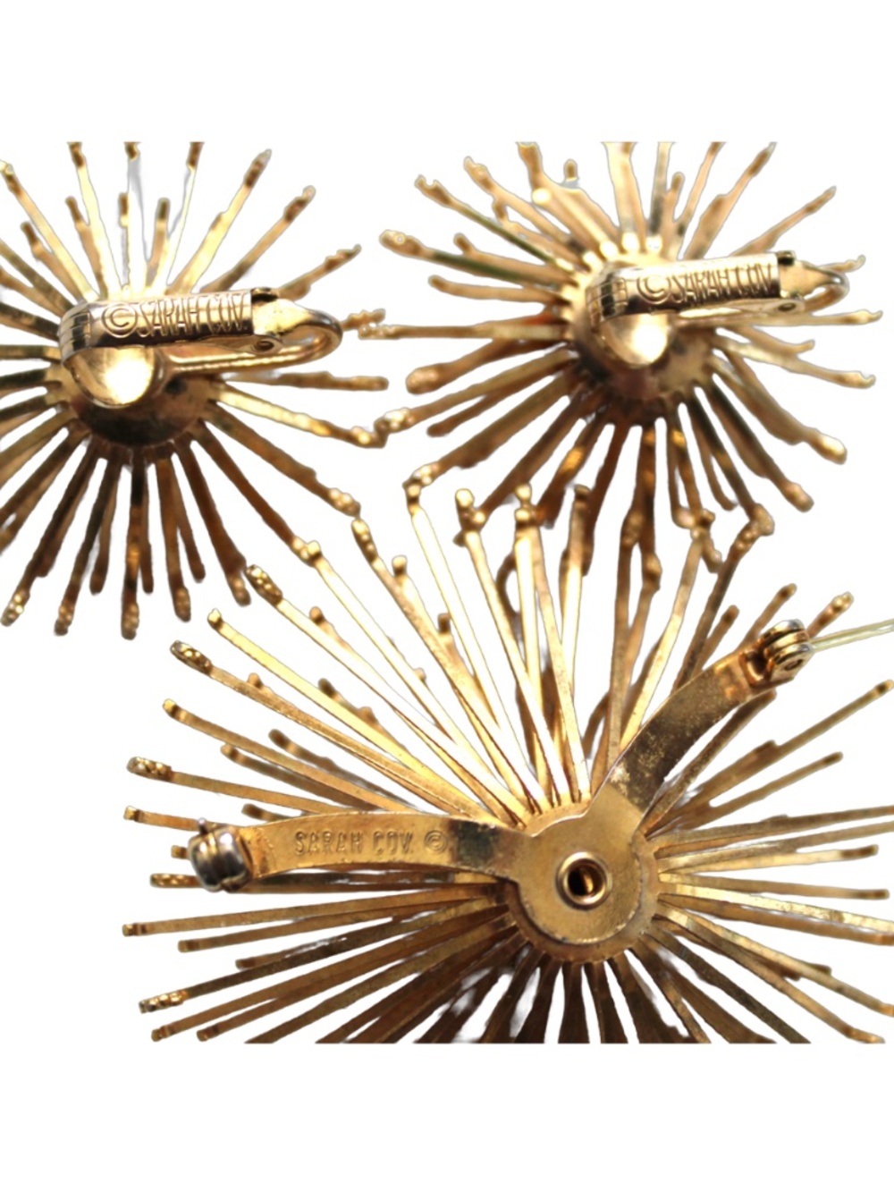 Vintage Sarah Coventry Atomic Starburst Brooch and Earrings - Picture 3 of 6